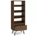 Bibliothèque haute Saylor de 162 cm avec pieds épingles et tiroir – WyndenHall : Design industriel, bois d'acacia
