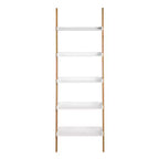 76" Remus Ladder Bookshelf Modern Oak and White - Universal Expert: Wall Leaning Design, 5-Tier Storage