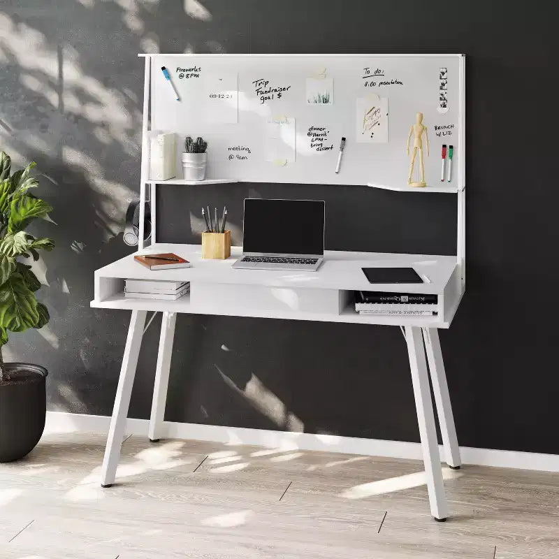Bureau informatique avec rangement, huche et tableau magnétique - Techni Mobili