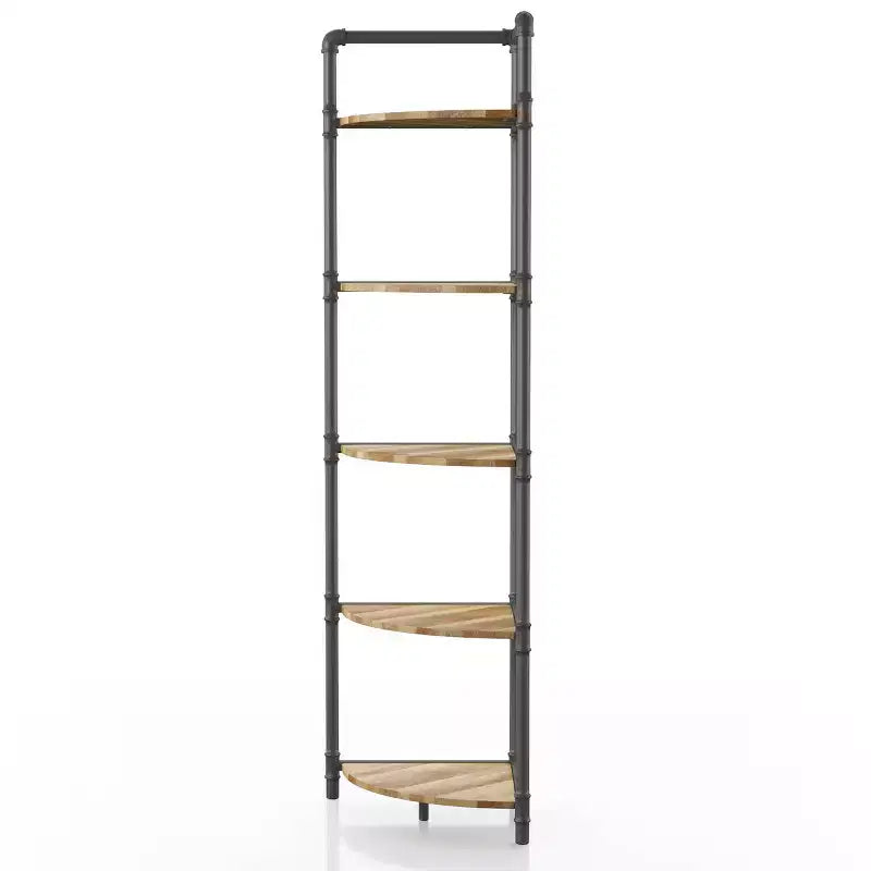 Étagère d'angle 5 niveaux Beeme 63,75 po 24/7 Shop At Home noir sable/cuivre clair pur : Rangement en MDF de style industriel