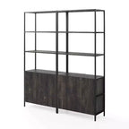 Lot de 2 étagères Jacobsen 204,5 cm frêne marron - Crosley : Rangement industriel, cadre en acier, placage bois