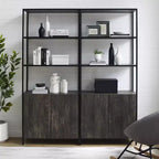 Lot de 2 étagères Jacobsen 204,5 cm frêne marron - Crosley : Rangement industriel, cadre en acier, placage bois