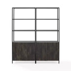 Lot de 2 étagères Jacobsen 204,5 cm frêne marron - Crosley : Rangement industriel, cadre en acier, placage bois
