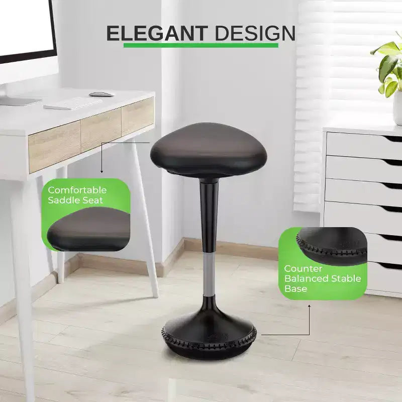 Chaise de bureau debout Wobble en vinyle noir - Uncaged Ergonomics