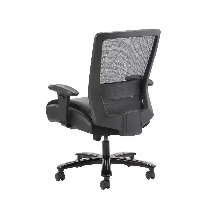 Fauteuil Mesh Robuste Noir - Boss Office Products : Assise LeatherPlus, capacité 400 lb, accoudoirs réglables