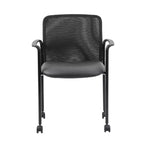 Chaise visiteur en maille avec accoudoirs fixes et cadre métallique - Boss Office Products : Empilable, dossier respirant