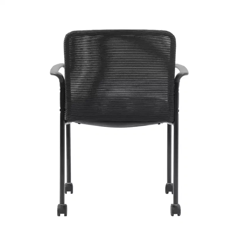 Chaise visiteur en maille avec accoudoirs fixes et cadre métallique - Boss Office Products : Empilable, dossier respirant