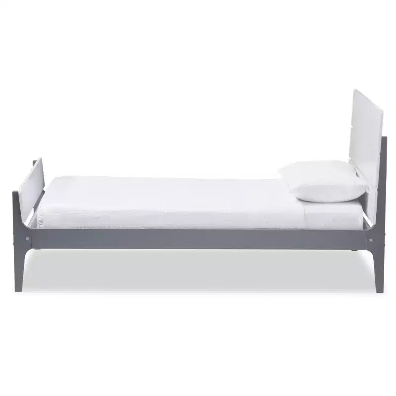 Lit plateforme en bois fini de style mission moderne classique Nereida jumeau Blanc/Gris - Baxton Studio