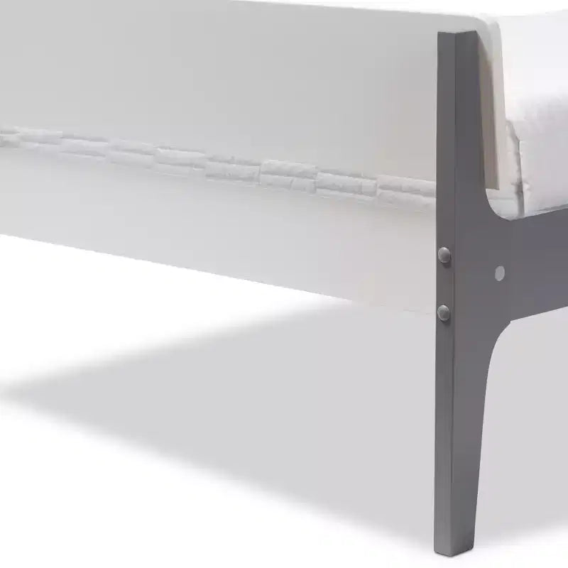 Lit plateforme en bois fini de style mission moderne classique Nereida jumeau Blanc/Gris - Baxton Studio