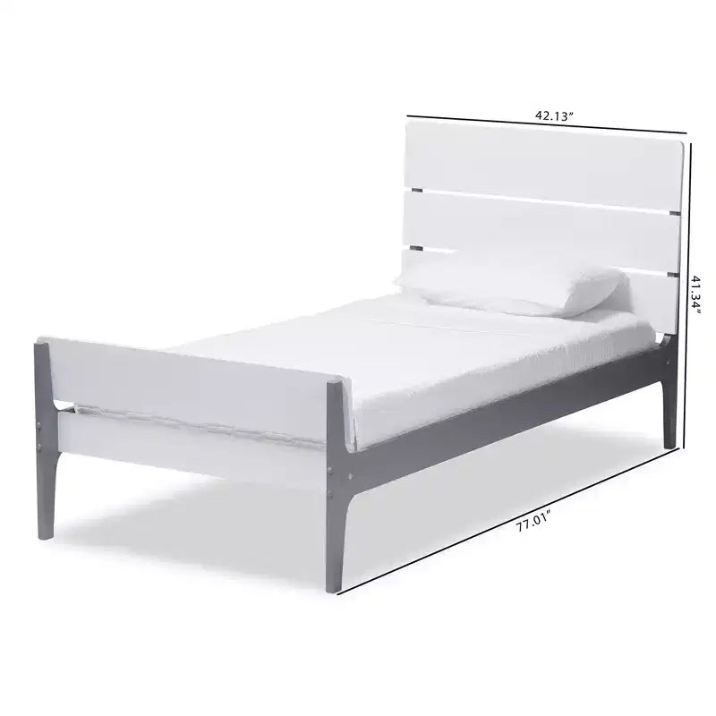 Lit plateforme en bois fini de style mission moderne classique Nereida jumeau Blanc/Gris - Baxton Studio
