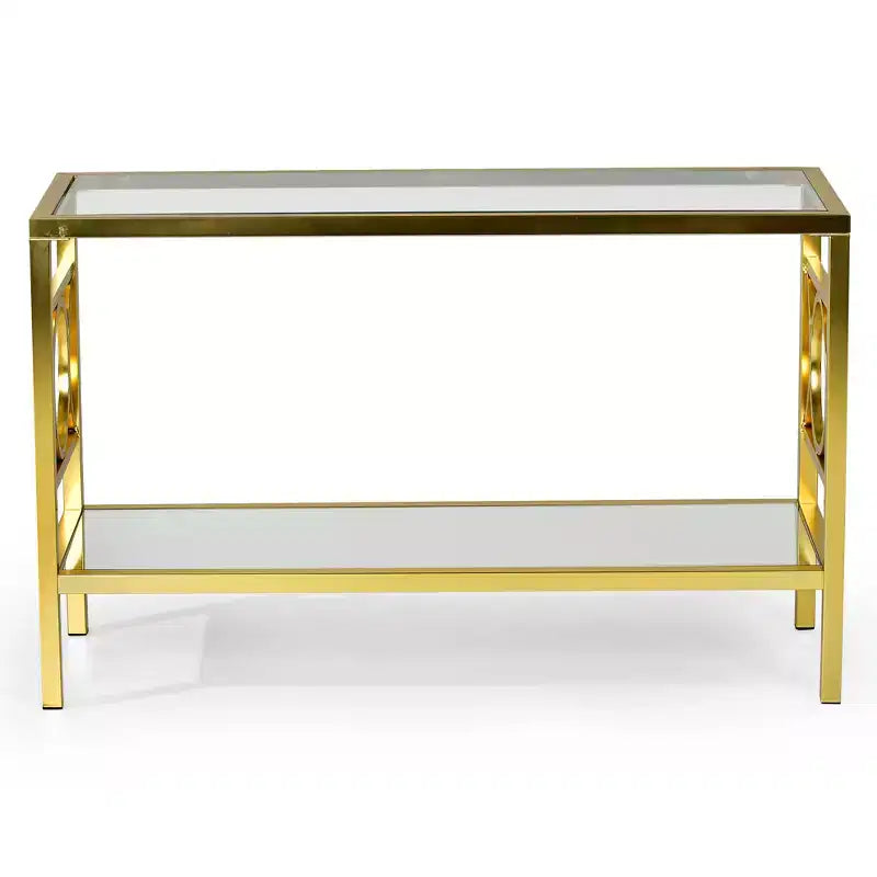 Table de Canapé Olympia Verre Fer et Chrome - Steve Silver Co. : Base Miroir, Design Latéral Circulaire, Assemblage sans Outils