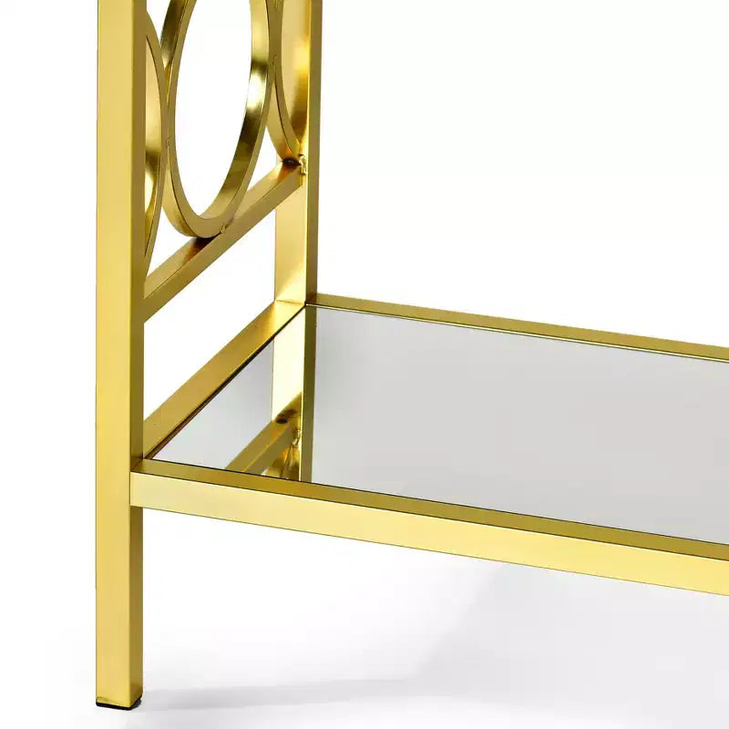 Table de Canapé Olympia Verre Fer et Chrome - Steve Silver Co. : Base Miroir, Design Latéral Circulaire, Assemblage sans Outils