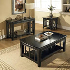 Table d'appoint Cassidy de Steve Silver Co. Noire : Placage carré, Étagère fixe, Tiroir, Cadre en bois, 59,7 cm de hauteur