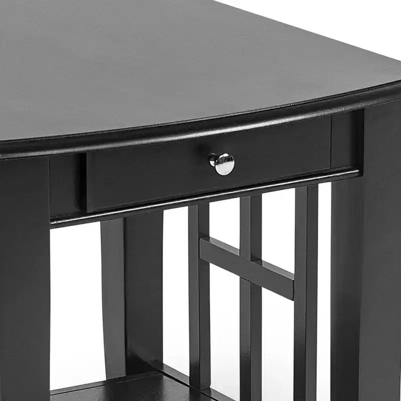 Table d'appoint Cassidy de Steve Silver Co. Noire : Placage carré, Étagère fixe, Tiroir, Cadre en bois, 59,7 cm de hauteur