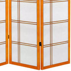 Séparateur de pièce en toile double croix de 1,8 m de haut - Miel (4 panneaux) : Paravent Oriental Furniture, Cadre en bois dur
