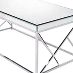 Table Basse Cocktail Evelyn Mirror Top Chrome - Steve Silver Co. : Base Géométrique en Fer, Forme Rectangulaire