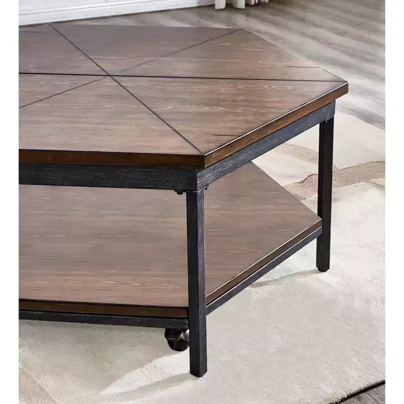 Table basse relevable hexagonale en métal Ultimo de Steve Silver Co., coloris marron