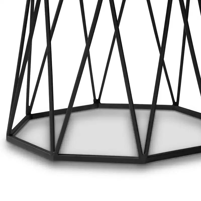 Table d'appoint en métal Venedict avec plateau en marbre noir - Baxton Studio : Table d'appoint rectangulaire pour salon, aucun assemblage requis