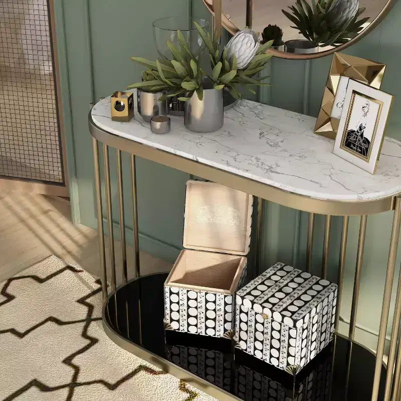 Table d'entrée Solstice Glam en laiton antique - HOMES: Inside + Out