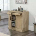 Meuble de bibliothèque Sauder Aspen Post 2 portes chêne Prime : style rustique, étagères réglables, cadre en MDF