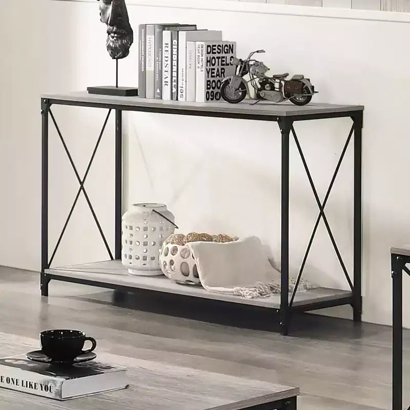 Table basse à étagère inférieure Rosslea noir/gris - HOMES: Inside + Out : Style industriel, Cadre en métal, Étagère de rangement