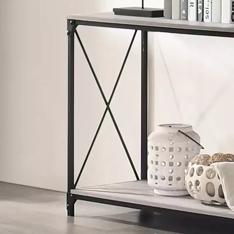 Table basse à étagère inférieure Rosslea noir/gris - HOMES: Inside + Out : Style industriel, Cadre en métal, Étagère de rangement