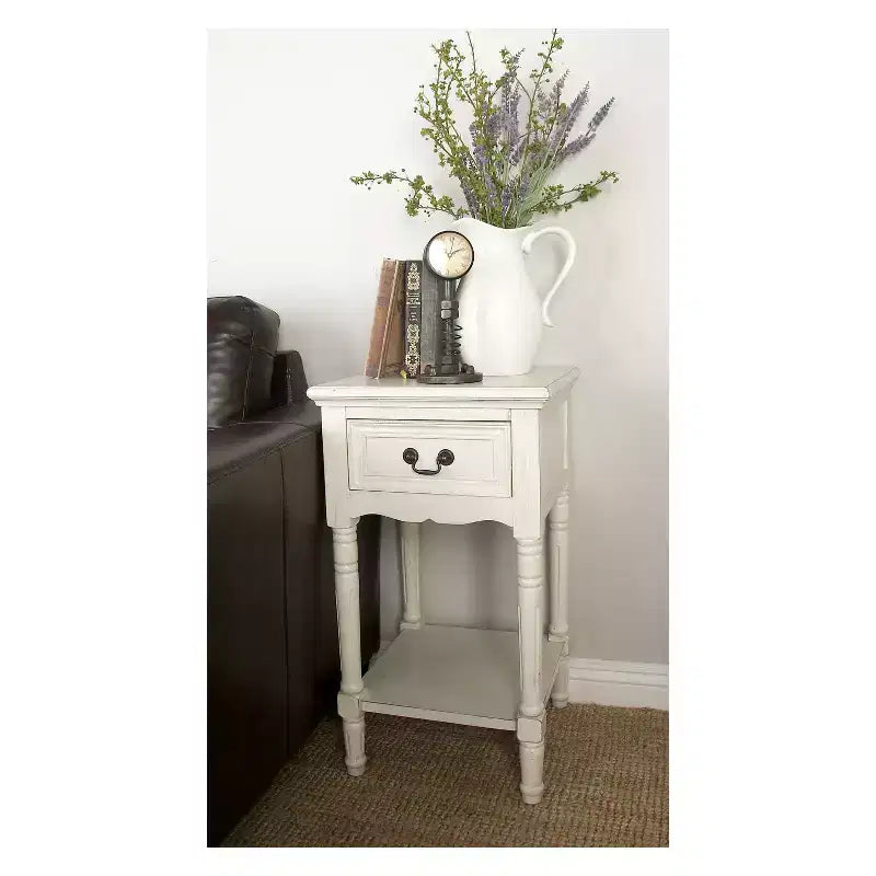 Table d'appoint traditionnelle en bois ivoire - Olivia & May