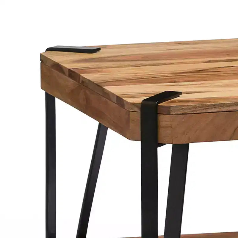 Alaterre Furniture Table Basse Carrée Ryegate Live Edge Bois Massif Marron Naturel 71 cm Métal et Bois : Plateau en Acacia, Piètement à 4 Pieds