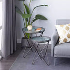 Lot de 2 tables d'appoint industrielles en métal gris - Olivia & May