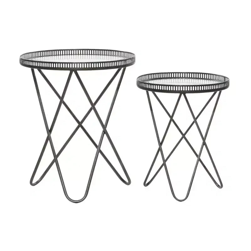 Lot de 2 tables d'appoint industrielles en métal gris - Olivia & May