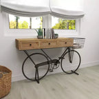 Olivia & May Table console en métal style ferme, rouge : cadre en fer, dessus en MDF, aucun assemblage requis