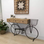 Olivia & May Table console en métal style ferme, rouge : cadre en fer, dessus en MDF, aucun assemblage requis