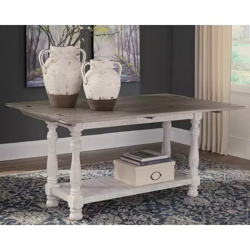 Havalance Flip Flop Sofa Table gris/blanc - Signature Design by Ashley : Extensible, style vintage, finition vieillie