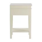 Table d'appoint Westport Blanc Antique - Finch : D'inspiration campagnarde française, Un tiroir, Finition vieillie, Quincaillerie en laiton