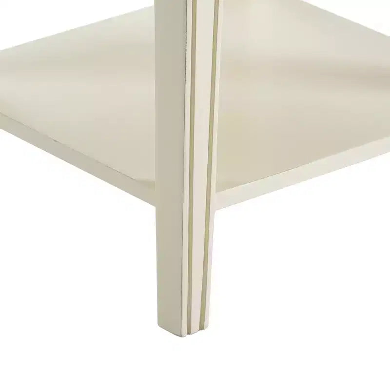 Table d'appoint Westport Blanc Antique - Finch : D'inspiration campagnarde française, Un tiroir, Finition vieillie, Quincaillerie en laiton