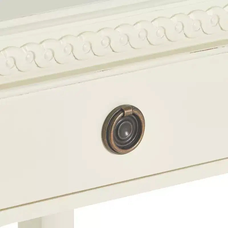 Table d'appoint Westport Blanc Antique - Finch : D'inspiration campagnarde française, Un tiroir, Finition vieillie, Quincaillerie en laiton
