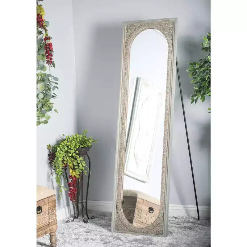 Olivia & May Miroir Console en Bois Naturel Marron : Style Bohème, Rectangulaire, Aucun Assemblage Requis