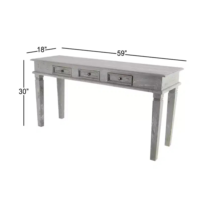 Console Rustique en Acajou Gris - Olivia & May