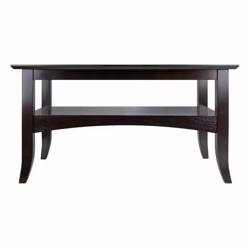 Table basse Camden Coffee - Winsome : Composite de bois foncé traditionnel, Étagère de rangement, Pieds évasés, Meuble de salon