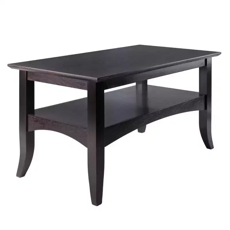 Table basse Camden Coffee - Winsome : Composite de bois foncé traditionnel, Étagère de rangement, Pieds évasés, Meuble de salon