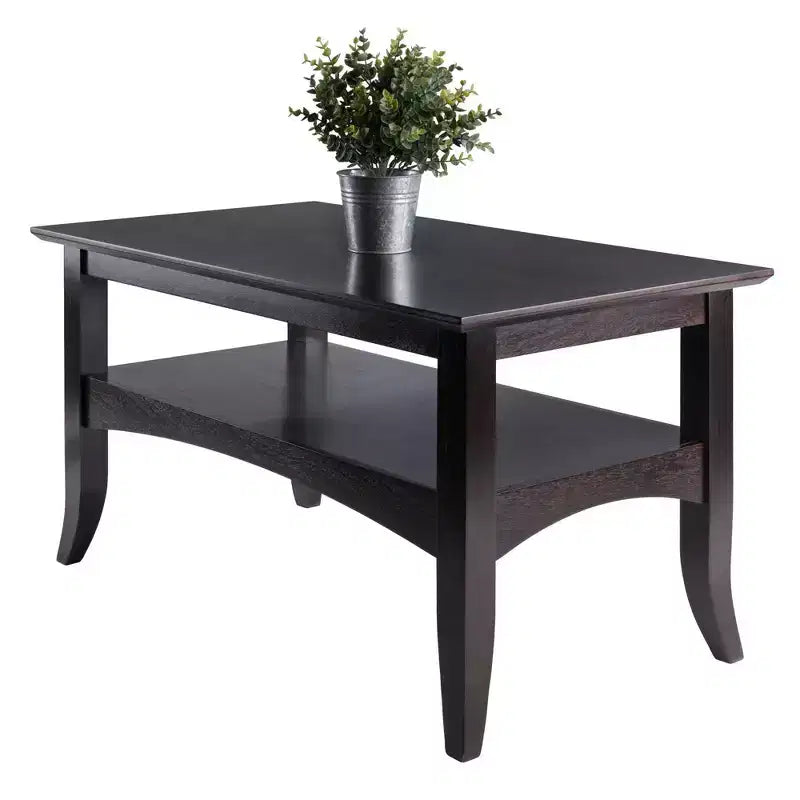 Table basse Camden Coffee - Winsome : Composite de bois foncé traditionnel, Étagère de rangement, Pieds évasés, Meuble de salon