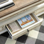 Table basse relevable Realyn Blanc/Brun - Signature Design by Ashley : Style Mid-Century, Rangement, Pieds en bois
