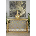 Olivia & May Console Rectangulaire Traditionnelle Moderne en Métal Doré : Entrée Élégante, Design Étroit