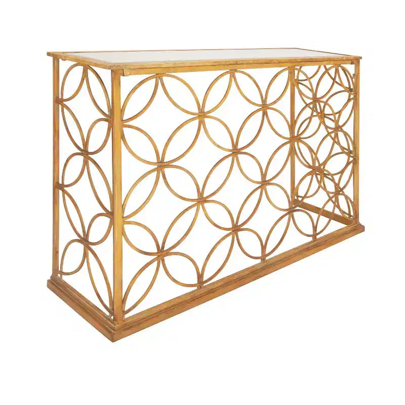 Olivia & May Console Rectangulaire Traditionnelle Moderne en Métal Doré : Entrée Élégante, Design Étroit