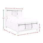 Lit plate-forme de rangement Queen Jack blanc - Picket House Furnishings : style campagnard avec rangements dans la tête et le pied de lit