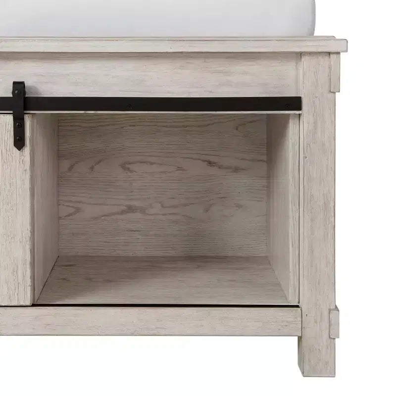Lit plate-forme de rangement Queen Jack blanc - Picket House Furnishings : style campagnard avec rangements dans la tête et le pied de lit