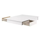 Queen Fusion 2 Drawer Platform Bed Pure White - South Shore: Contemporary Solid Wood & MDF Frame, Under Bed Storage