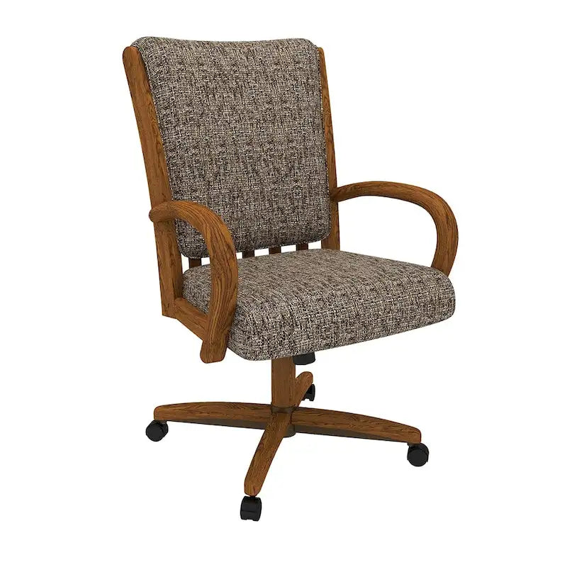 Chaise de salle à manger à roulettes Chromcraft Darell, finition châtaignier