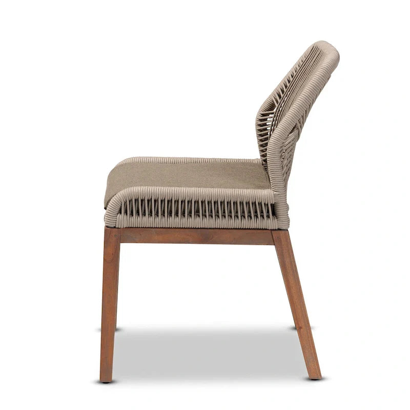 Chaise de salle à manger en acajou tressé de style transitionnel moderne — Gris