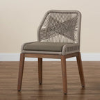 Chaise de salle à manger en acajou tressé de style transitionnel moderne — Gris